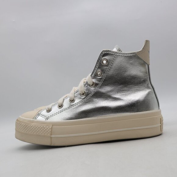 Converse All Star Lift Shoes Women's Size 7.5 Metallic Silver High Top A09902C - Picture 4 of 9